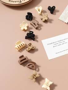 10/20/30pcs Assorted Coffee Color Multi-Style 2.5cm Women Hair Clips, Hair Claw Hairpins For Bun, Bangs, Ponytail (Random Color & Design) - Multicolor - View 6