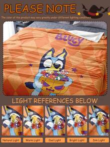 Bluey Pătură de flanel Bluey pentru Halloween, 1 buc. - Prima alegere pentru decorarea camerei, super moale, ușoară, cu imprimeu de desene animate, pentru Halloween sau pentru tratație, perfectă pentru casă, un cadou zilnic, de ziua de naștere pentru prieteni, familie, pentru tine, pătură confortabilă și caldă, decor de toamnă, decor pentru cameră, pentru întoarcerea la școală, rechizite școlare