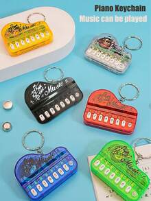 1 Stück/6 Stück Mini kreative Klavier Schlüsselanhänger Tasche/Rucksack Anhänger dekorierte Spielsachen, Klavier spielen und Finger Entspannung (Spiel-/Freispiel-Modus), stressabbauende Fingerspielzeuge, personalisierte transparente Farbe, Geschenke für Teenager zu Geburtstag/Halloween/Weihnachten/Ostern