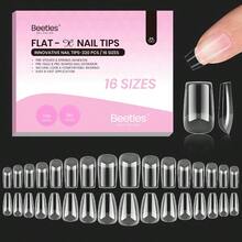 Beetles Gel Nail Tips FlatX Square Coffin Short 320pcs 16 Sizes PreEtched Half Matte Full Cover Soft Acrylic False Nail Tips Easy DIY Pr On Nail Extension Salon For Flat And Natural Nail Beds - 25短方形棺材320個扁平X指甲尖 - 查看 1