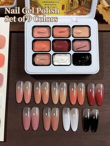 Jillradia 9色涂抹胶水，罐装高饱和度流行半固体指甲油胶水，女士沙龙美甲DIY - 彩色 - 查看 2