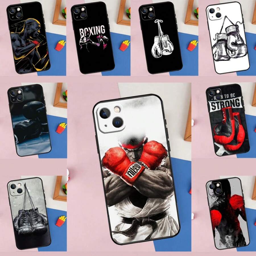 Funda protectora para guantes de boxeo compatible con iPhone 12, 11, 14, 15, 13, 16 Pro Max, XS, X, XR, Plus, 13, 12 Mini - Funda compatible con iPhone 17, 17 Pro, 17 Pro Max - K32037 - Ver 1