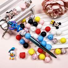34/49pcs 3D Mickey, Stitch, Silicone Beads, Vibrant Colors, Flexible, Suitable For Crafts, Keychains, Pen Accessories, Christmas, Halloween, Autumn Home Decor