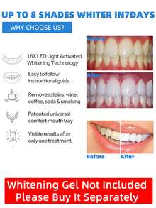 16 LED Teeth Whitening Accelerator Light, Teeth Whitening Tray Enhancer, Connects Via USB/Phone/Android/Type-C, For Home Use (Whitening Gel Not Included)