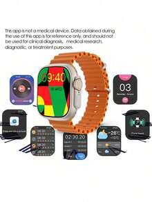 Microwear Unisex Smart Watch, Compatible With Android/IOS, 2.2" Full Touch Screen, IP68 Waterproof, Bluetooth Fitness Tracker, Heart Rate/Sleep Monitoring, Black Strap - Rose Gold - View 12