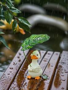 قطعة واحدة تمثال بطة مطاطية حديثة من الراتنج - تمثال كرتوني للجمع، ديكور منزلي للخريف للديكور الحديقة، اكسسوارات الحديقة، ديكور الغرفة، ديكور غرفة المعيشة، ديكور المنزل، لوازم الحرف اليدوية.