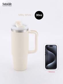 1个30盎司可重复使用真空保温水瓶，带提手、防漏盖和吸管，可长时间保温/保冷，非常适合开学季使用。