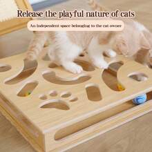 1 طقم ألعاب تفاعلية للقطط، ألعاب ألغاز للقطط مع نفق ممر ومرقرقات جرس، مصنوعة من مواد متينة، مناسبة للقطط المنزلية