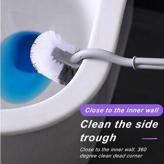 Cepillo de baño de mango largo con forma de S, con gran poder de limpieza, montable en la pared. Cepillo de baño de tipo S montado en la pared, con cabeza curva para limpiar rincones y grietas, de cerdas suaves. Accesorios de limpieza para el hogar.