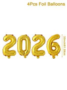 16/32 Zoll 2026 Goldfolie Zahlenballons, 2026 Neujahrsfeier Ballons, Frohes Neues Jahr dekorative Ballons für Neujahrsparty Dekoration, Silvester Party Zubehör, perfekt für Geburtstag, Hochzeit, Jahrestag, Festivalfeier Dekoration, Heimdekoration, Raumdekoration, Innen- und Außendekoration, Frohes Neues Jahr Dekoration