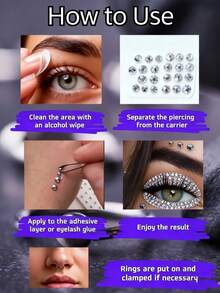 4Pcs Fake Piercing Jewelry Set, 2Pcs Fake Lip Rings And 2 Sheets Stickers - Nose Ring, Eyebrow, Lip Ring, Labret Studs & More - Adhesive Face Jewelry