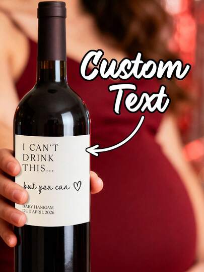 Custom Wine Labels | Pregnancy Announcement Wine Labels | Custom Baby Birth Announcement Wine Bottle Stickers | Funny "I Can't Drink, But You Can" | Personalized Due Date Labels | Gender Reveal Party Favors | New Parents Gifts | Baby Shower Decorations | Expecting Parents Gifts | Creative Gender Reveal For Moms-To-Be | Christmas Wine Labels | Adorable Wine Stickers For Family And Friends