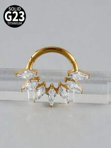 1 件 G23 钛金雕刻氧化锆 16G 鼻中隔环铰链鼻甲环耳屏耳轮耳甲耳环穿孔饰品 - 如圖 - 查看 18