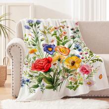 Floral Blanket Vintage Flowers Blankets Butterfly Wildflowers Throw Blanket Soft Cozy Flannel Fleece Throw Blanket Colorful Daisy Plants Bed Blanket For Couch Sofa