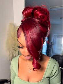 Xiayume 360 99j Burgundy Lace Front Wig Human Hair 250% Density Hidden Straps Body Wave Wigs With Drawstring 360 Full Lace Wig For Women Pre Plucked With Baby Hair Wet And Wavy Human Hair Wig 30 Inch - S99J - 查看 9