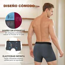 Boxer Hombre 7 Piezas Calzones de Hombre con Pouch de Soporte Total 3D Bambú Rayón Ropa Interior Hombre Transpirable Suave - 3 Negro/1 Gris Oscuro/1 Gris/1 Azul Marina/1 Rojo - Ver 4