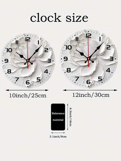 1pc Elegante 10/12inch Silent Wand Klok Abstract Grijs Bloemen Wood Veneer, Round Flat Battery Operated (AA Not Included) Ideal Home Bedrooms, Halls No Ticking, Easy To Read Numbers view 7