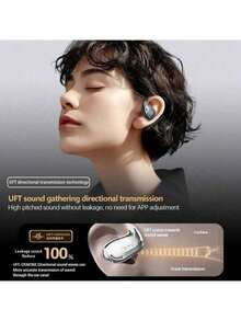 HTC Auriculares deportivos abiertos NE18, estables y duraderos, resistentes al sudor y al agua, audio espacial de alta definición, batería de larga duración, color negro. - Negro - Ver 4