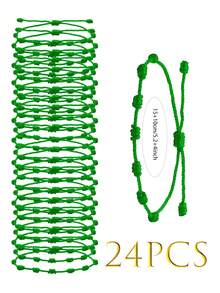 24pcs Adjustable Red Rope Bracelet Set, Handmade 7-Knot Bracelet Classic Stackable Bracelet, Fashion Bracelet Accessories For Couples And Friends, Friendship Bracelet, Couple Bracelet, Red Rope Lucky Bracelet Set, Card Packaging, Suitable For Gift Or Daily Wear