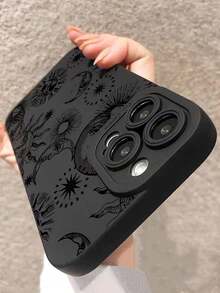 Sun & Moon Pattern Phone Case Compatible With IPhone15/15Plus/15Pro/15Promax - màu đen - Xem 5