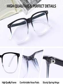 Chic Retro Small Square Plain Glasses Frames For Women – Eyewear For Round Faces - 黑色 - 查看 7
