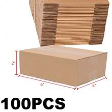 100pcs Yellow Corrugated Cardboard Folding Shipping Boxes, 6"X4"X2" Mailing Delivery Moving Storage Boxes For Packaging Easy Assembly For Home Office Retail Packaging Office Supplies - 6"x4"x2" - 查看 5