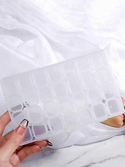 Caixa organizadora de joias transparente (1 unidade), com compartimento único para brincos e colares. Portátil, compacta e requintada.