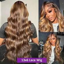 Highlight Ombre Hidden Strap 360 Glueless Wigs Human Hair 5x5 6x4 HD Honey Blonde 4/27 Human Hair Wig With Drawstring Pre Plucked Pre Bleached 13x6 Body Wave Lace Front Wigs Human Hair 200 Density Pre Plucked With Baby Hair Body Wave Wigs For Women 13x4 Glueless 4/27 Wig - Nổi bật & Piano - Xem 2