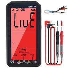 Probador de multímetro digital de rango automático, ET8134 Multímetro Digital Multifunción 10A 600V LCD Multímetro Automático con Función de Alarma - Negro - Ver 4