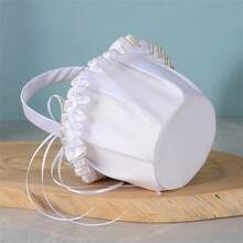 Photography Basket Props For Studio Photo Shoots With Pearl And Satin Ribbons For Weddings And Special Events - Black and White - View 3