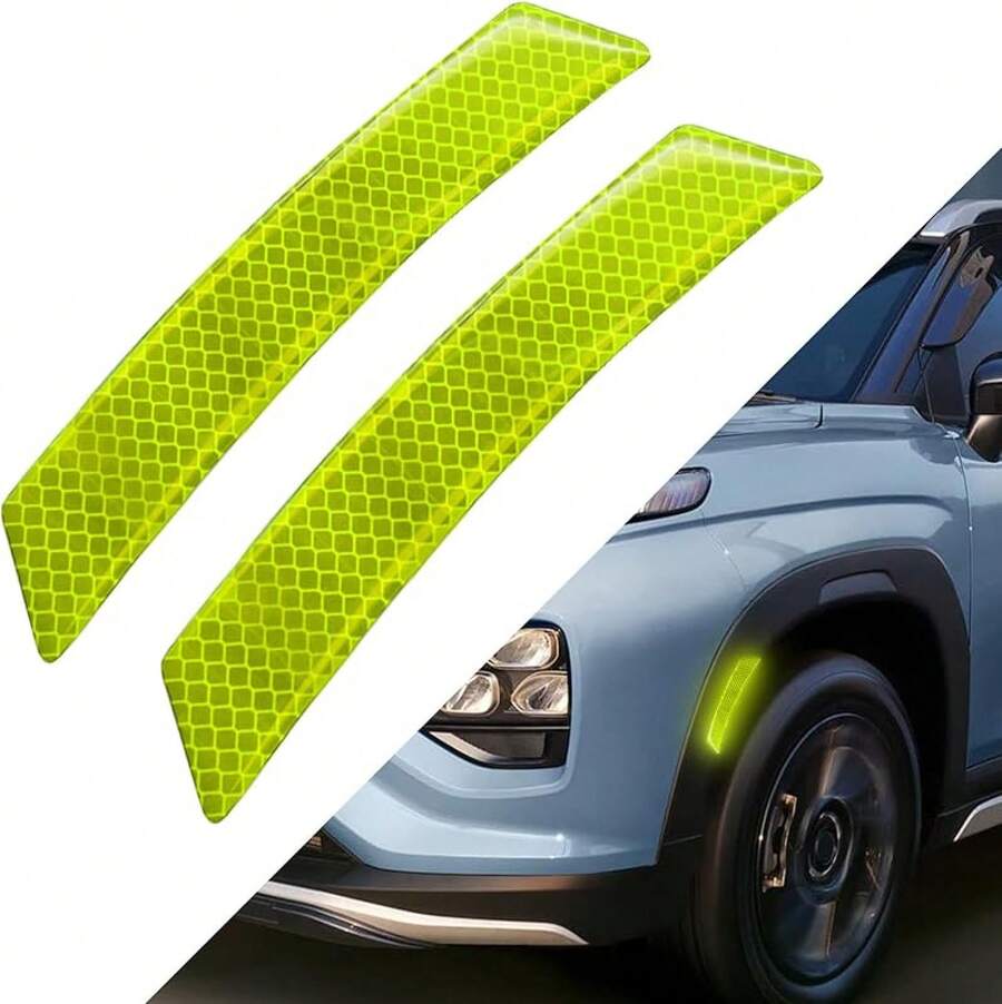2PCS Reflective Trim Side Marker Stickers, Reflective Car Stickers, Side Reflectors Car, Auto Exterior Accessories Reflector Guard Fit Truck Wheel Well Arch Bumper Fenders (White) - màu xanh lá - Xem 1