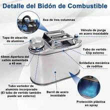 Tanque para Gasolina de Acero Inoxidable 5L 1.3 Galones, Recipientes para Gasolina Espesado con Salida de Aceite Asa Porttil, Recipiente de Combustible Metal para Auto Motocicleta SUV ATV - Plateado - Ver 5