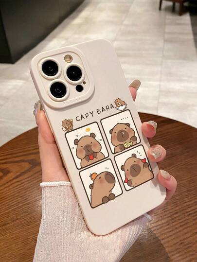 穿孔直边水豚彩绘加厚防摔手机壳