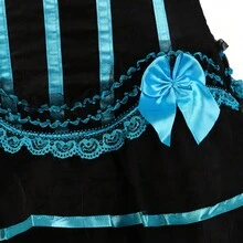 Jutrisujo Corsets For Women Tops Plus Size Stripe Lace Up Overbust Bustier ZipperLingerie Halloween Costumes - 8068-Light blue - 查看 3