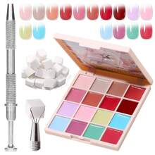 Sponge Patting Painting Gel, 16 Colors Gradient Gel Nail Polish Suitable For Gradient Nails, Halo Nails, French Manicure DIY Nail Art Highlight DIY Palette Cloud Fluff - 紅色 - 查看 11