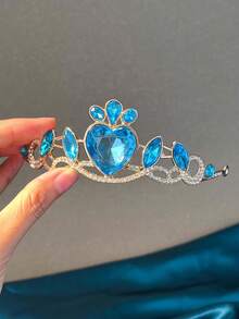 公主心水滴皇冠，女孩生日水晶头饰，动漫舞台表演彩色可爱皇冠服装配饰 - 皇冠 - 查看 5