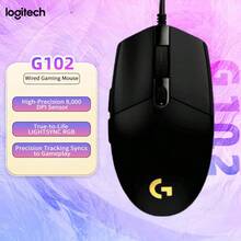 Logitech G102 Wired Gaming Mouse, RGB Lighting, High Cost-Performance Lightweight Design, Ideal For Esports Beginners, Suitable For Medium To Small Hands, Black - Black - View 1