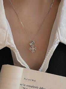 BALMORA 1 Dây chuyền mặt thánh giá bằng bạc Sterling S925 thời trang cổ điển đính đá Zirconia hình xương đòn, quà tặng sinh nhật cho nữ ngày lễ - Bạc - Xem 8