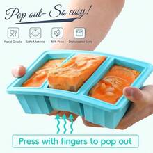 1 - Cup Silicone Freezer Tray With Lid - Soup Food Cube Molds, Large Cube Tray, Easy Meal Prep Kitchen Storage Container, Freeze Store Soup Block, Sauce, Broth, Leftovers - 3 Pack - Màu xanh lam - Xem 4