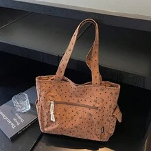 حقيبة يد نسائية كاجوال كبيرة السعة متعددة الجيوب مفيدة للطالبات، مزينة بطباعة فراشة جميلة وأنيقة