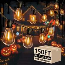50/100/200FT Indoor&Outdoor String Lights, Bright Warm White LED Garden Lights With ST38 Shatterproof Bulbs, Connectable Festive Decorative Lights, E12 Base, IP44, Garden, Patio, Porch Outdoor Lighting - 美規A型插(110-127V) - 查看 11