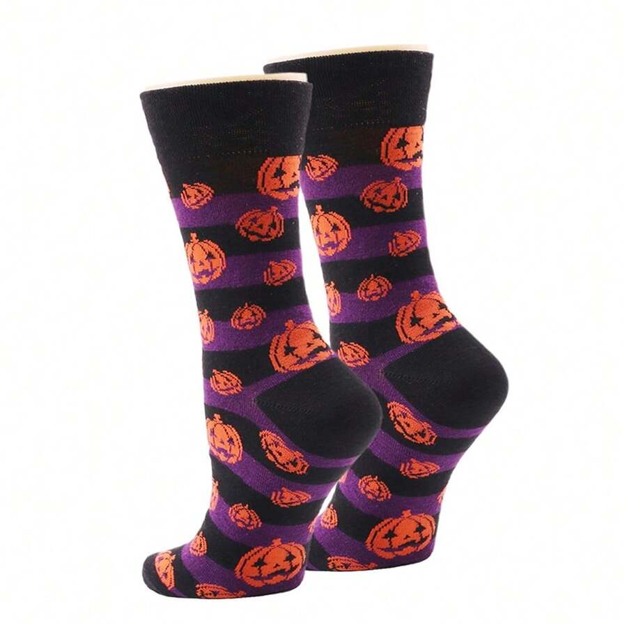 1 Paar unisex Kürbis-Gesicht Halloween-Themen Knöchelsocken