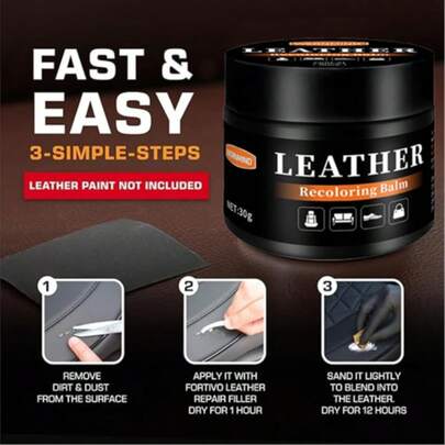 Leather Color Restorer, Leather Recoloring Balm, Scratch Remover, Leather Dye, Leather Paint, Leather Repair Kit For Furniture Couches Car Seats Shoes Bags, Medium Brown