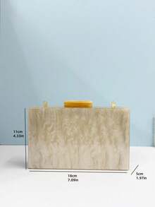 优雅女士亚克力星空单肩链条包、派对礼服手拿包、欧美风格迷你化妆包、新娘小手提包 - 杏色 - 查看 8