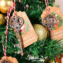 24pcs Creative Christmas Series Key Bottle Opener (With Card, Rope), Santa Claus/Snowman/Reindeer/Snowflake/Christmas Bell/Christmas Tree/Snowflake Key Design Bottle Opener, Metal Keychain Pendant, Suitable For Wedding, Holiday And Party Supplies, Birthday Party, Kitchen And Bar