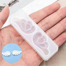 1入組矽膠翅膀形態樹脂模具，適用於烘焙和自製珠寶製作配件，適合於鑰匙扣和服裝飾品 - 白色 - 查看 9