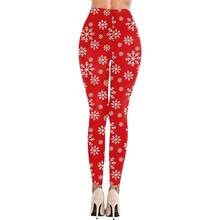 Women's Brushed Christmas Halloween Ankle Length Seasonal Printed Leggings S-3XL - C-紅色雪花2 - 查看 4