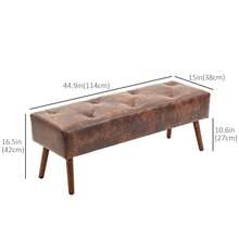 HOMCOM PU Leather Upholstered End Of Bed Bench, 45" Bedroom Entryway Bench With Button Tufted Design And Wood Legs For Dining Room, Brown - Brown - View 2
