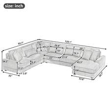 Modern Style U-Shaped 129-Inch Oversized Modular Sofa, Terry Fabric, With Reclining Seat, Durable, Comfortable Design, Simple And Elegant, Suitable For Living Room,Beige - Beige - View 9