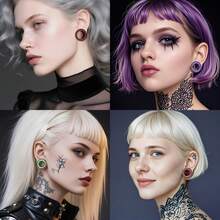 2个不锈钢喇叭形耳钉，男女通用，低过敏性，女士佳礼 - round - 查看 3